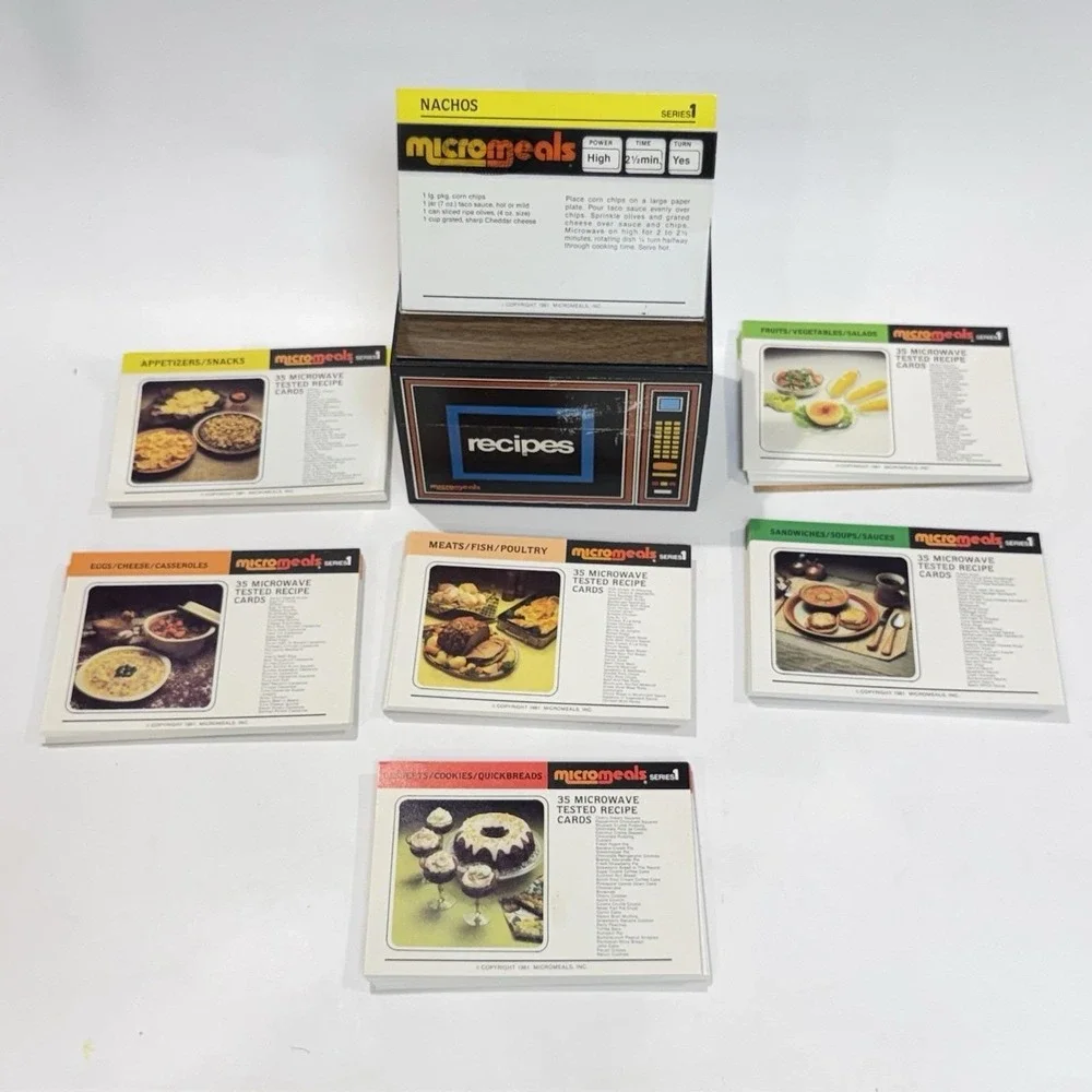 Vintage Retro Kitchen Lot Micro Meals Microwave Recipe Box & Butter-er NOS‎
